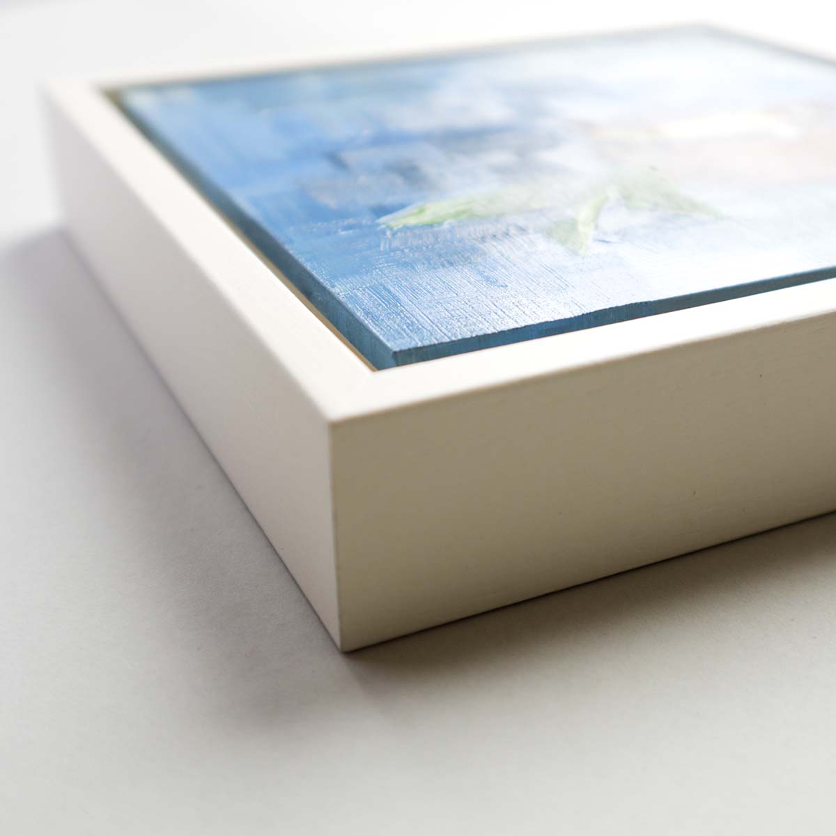 Side view of lemon painting showing tray frame depth and quality finish