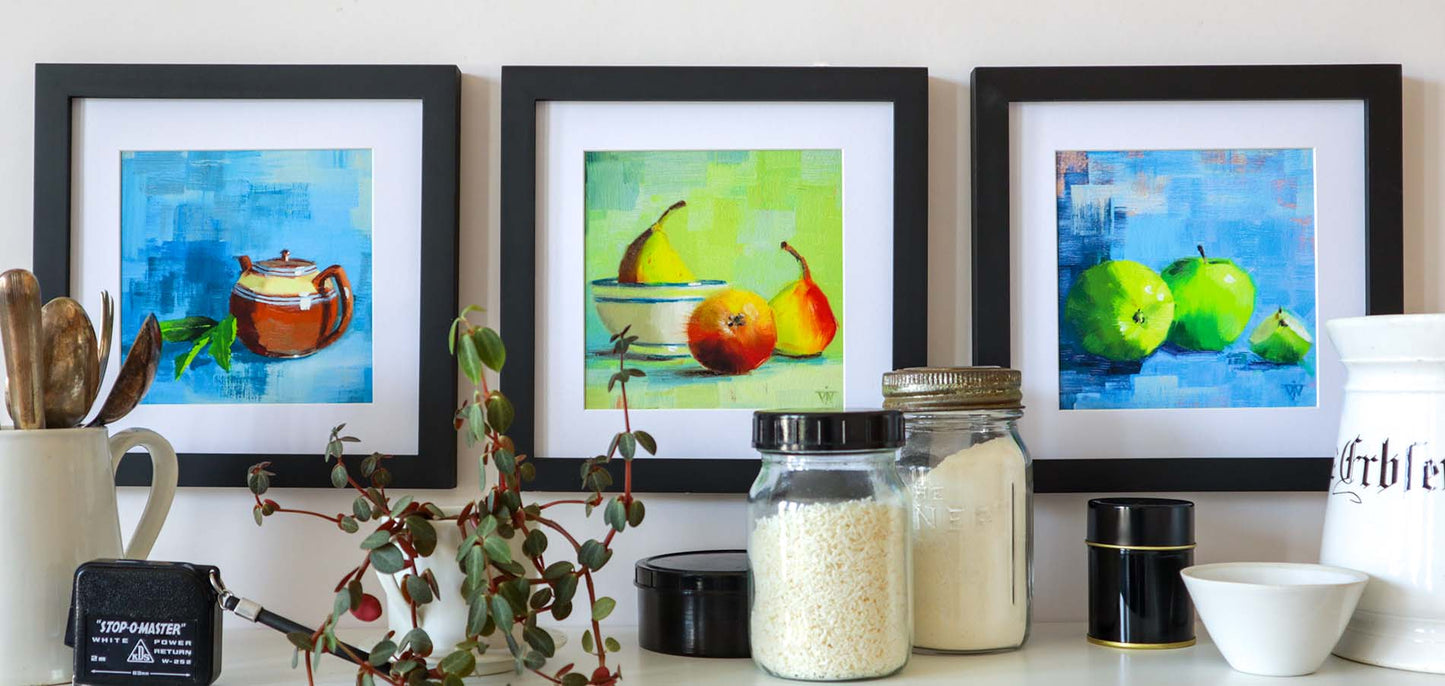 Wall Art Set of 3 | Sunday Tea with Marie, Glistening Autumn Pears & Picnic with Granny Smith